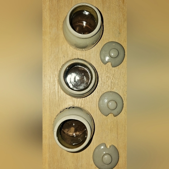 Rare Vintage BBP Beaumont Brothers Pottery Stoneware Condiment Jars - Picture 2 of 3